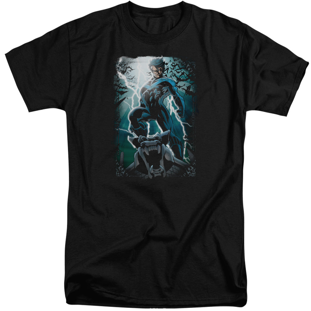 AN OFFCIALLY LICENSED BATMAN NIGHT LIGHT MEN'S TALL FIT T-SHIRT BLACK