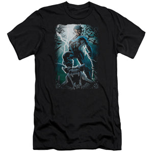AN OFFCIALLY LICENSED BATMAN NIGHT LIGHT MEN'S PREMIUM SLIM FIT T-SHIRT BLACK