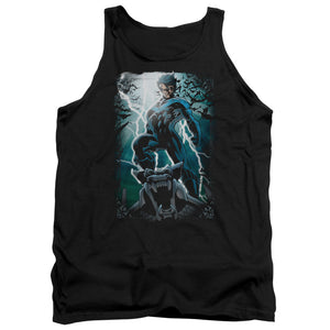 AN OFFCIALLY LICENSED BATMAN NIGHT LIGHT ADULT UNISEX TANK TOP BLACK