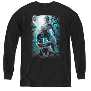 AN OFFCIALLY LICENSED BATMAN NIGHT LIGHT YOUTH LONG SLEEVE T-SHIRT BLACK