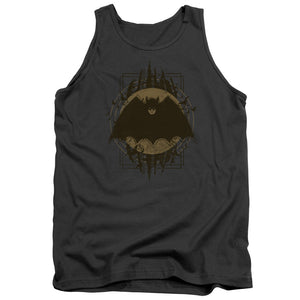 AN OFFCIALLY LICENSED BATMAN BATMAN CREST ADULT UNISEX TANK TOP CHARCOAL