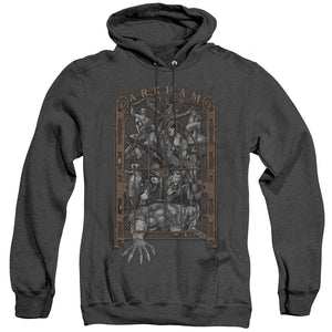 AN OFFCIALLY LICENSED BATMAN ARKHAMS GATE ADULT UNISEX HEATHER PULLOVER HOODIE BLACK