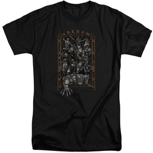 AN OFFCIALLY LICENSED BATMAN ARKHAMS GATE MEN'S TALL FIT T-SHIRT BLACK