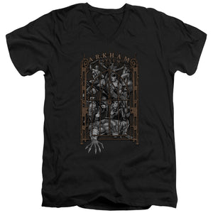 AN OFFCIALLY LICENSED BATMAN ARKHAMS GATE MEN'S V-NECK T-SHIRT BLACK