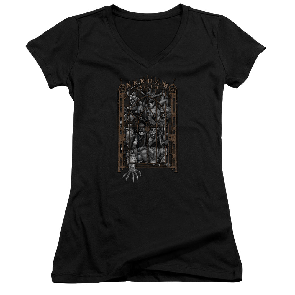 Batman Arkhams Gate Licensed Women's T-Shirt Juniors V-Neck SM