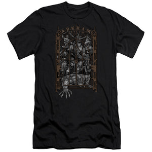 AN OFFCIALLY LICENSED BATMAN ARKHAMS GATE MEN'S PREMIUM SLIM FIT T-SHIRT BLACK