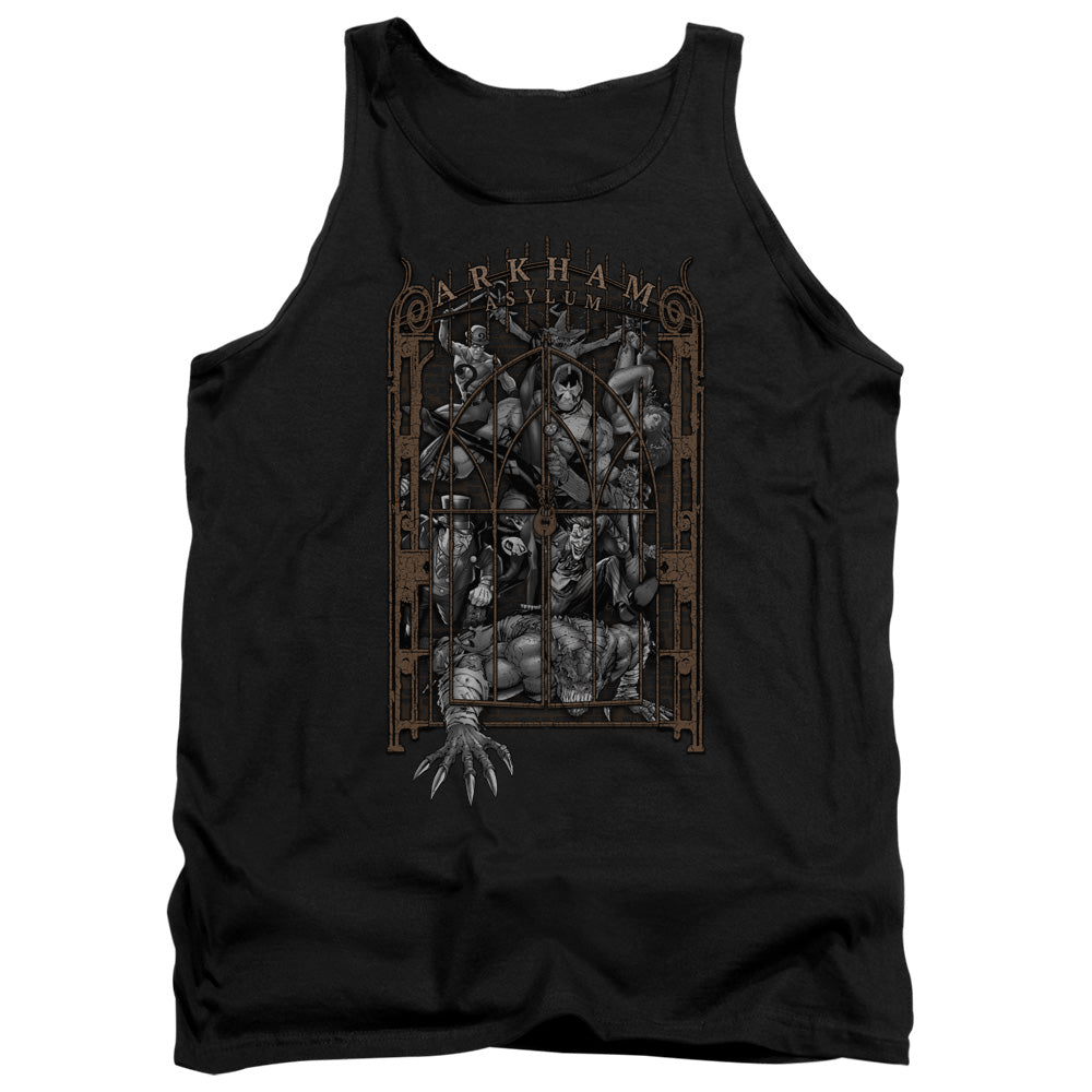 AN OFFCIALLY LICENSED BATMAN ARKHAMS GATE ADULT UNISEX TANK TOP BLACK