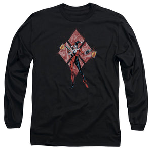 AN OFFCIALLY LICENSED BATMAN HARLEY QUINN (DIAMONDS) MEN'S LONG SLEEVE T-SHIRT BLACK