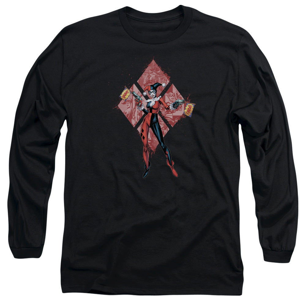 AN OFFCIALLY LICENSED BATMAN HARLEY QUINN (DIAMONDS) MEN'S LONG SLEEVE T-SHIRT BLACK