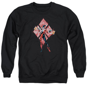 AN OFFCIALLY LICENSED BATMAN HARLEY QUINN (DIAMONDS) ADULT UNISEX CREWNECK SWEATSHIRT BLACK
