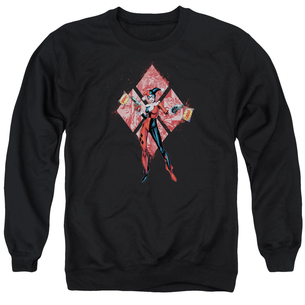 AN OFFCIALLY LICENSED BATMAN HARLEY QUINN (DIAMONDS) ADULT UNISEX CREWNECK SWEATSHIRT BLACK