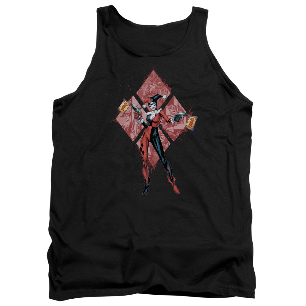 AN OFFCIALLY LICENSED BATMAN HARLEY QUINN (DIAMONDS) ADULT UNISEX TANK TOP BLACK