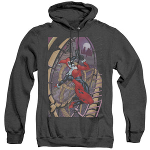AN OFFCIALLY LICENSED BATMAN HARLEY FIRST ADULT UNISEX HEATHER PULLOVER HOODIE BLACK