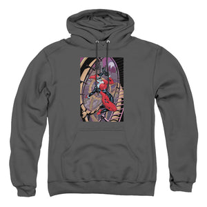 AN OFFCIALLY LICENSED BATMAN HARLEY FIRST ADULT UNISEX PULLOVER HOODIE CHARCOAL