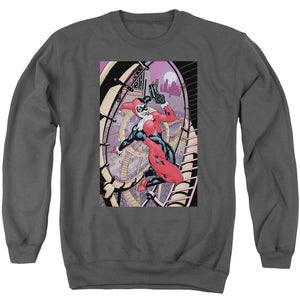 AN OFFCIALLY LICENSED BATMAN HARLEY FIRST ADULT UNISEX CREWNECK SWEATSHIRT CHARCOAL