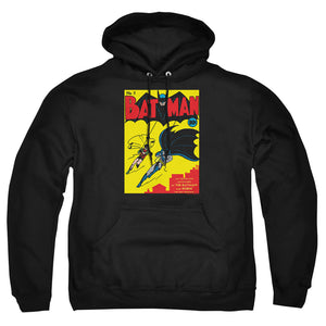 AN OFFCIALLY LICENSED BATMAN BATMAN FIRST ADULT UNISEX PULLOVER HOODIE BLACK