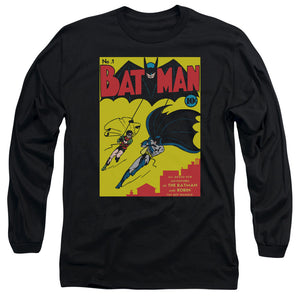 AN OFFCIALLY LICENSED BATMAN BATMAN FIRST MEN'S LONG SLEEVE T-SHIRT BLACK