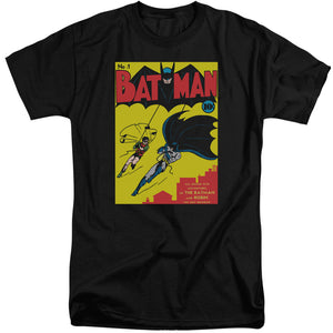 AN OFFCIALLY LICENSED BATMAN BATMAN FIRST MEN'S TALL FIT T-SHIRT BLACK