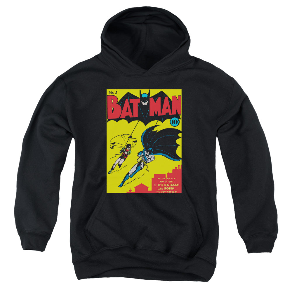 AN OFFCIALLY LICENSED BATMAN BATMAN FIRST YOUTH HOODIE BLACK