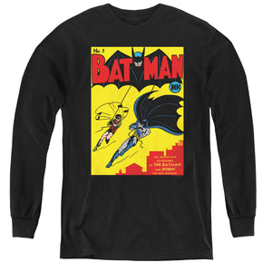 AN OFFCIALLY LICENSED BATMAN BATMAN FIRST YOUTH LONG SLEEVE T-SHIRT BLACK