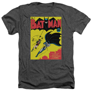 AN OFFCIALLY LICENSED BATMAN BATMAN FIRST MEN'S HEATHER T-SHIRT CHARCOAL