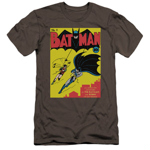 AN OFFCIALLY LICENSED BATMAN BATMAN FIRST MEN'S PREMIUM SLIM FIT T-SHIRT CHARCOAL
