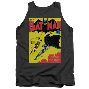 AN OFFCIALLY LICENSED BATMAN BATMAN FIRST ADULT UNISEX TANK TOP CHARCOAL