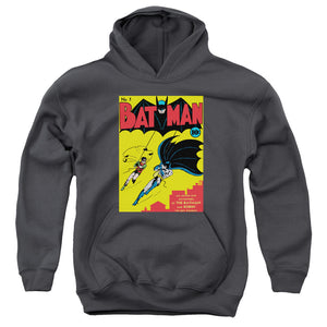 AN OFFCIALLY LICENSED BATMAN BATMAN FIRST YOUTH HOODIE CHARCOAL