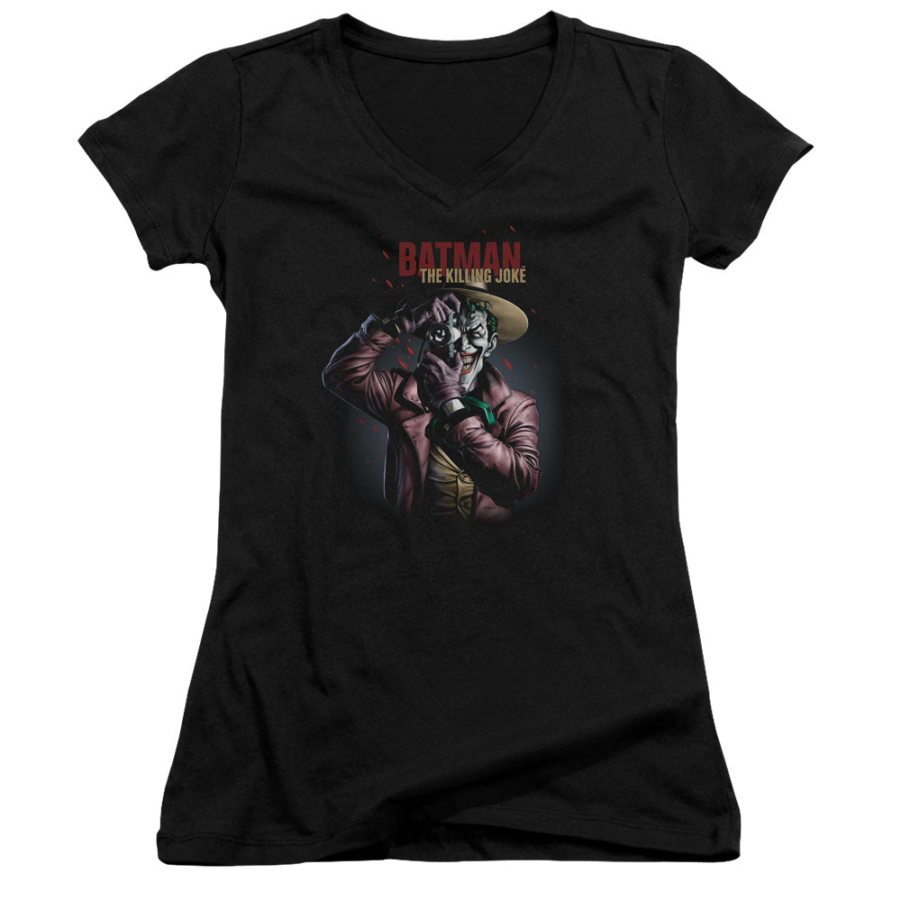 Batman Killing Joke Camera Licensed Women's T-Shirt Juniors V-Neck SM