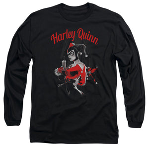 AN OFFCIALLY LICENSED BATMAN SPRING GUN MEN'S LONG SLEEVE T-SHIRT BLACK