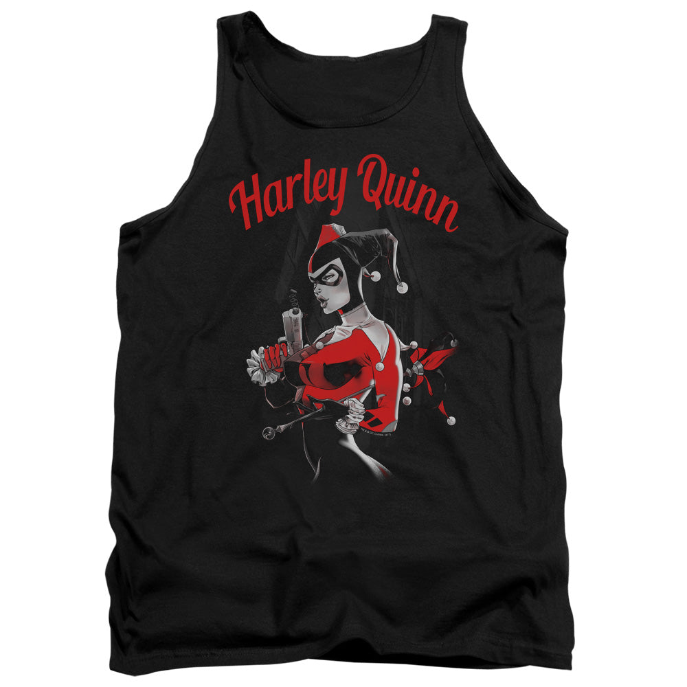 AN OFFCIALLY LICENSED BATMAN SPRING GUN ADULT UNISEX TANK TOP BLACK