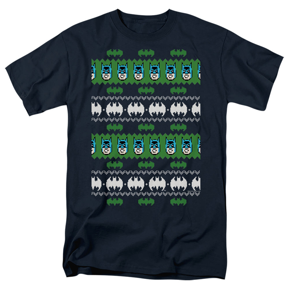 AN OFFCIALLY LICENSED BATMAN BATMAN CHRISTMAS SWEATER MEN'S REGULAR FIT T-SHIRT NAVY