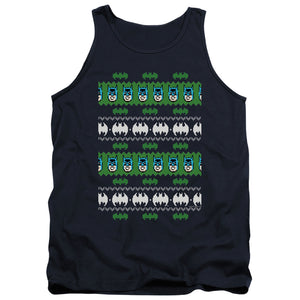 AN OFFCIALLY LICENSED BATMAN BATMAN CHRISTMAS SWEATER ADULT UNISEX TANK TOP NAVY