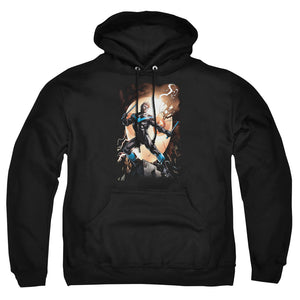 AN OFFCIALLY LICENSED BATMAN NIGHTWING AGAINST OWLS ADULT UNISEX PULLOVER HOODIE BLACK