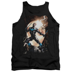 AN OFFCIALLY LICENSED BATMAN NIGHTWING AGAINST OWLS ADULT UNISEX TANK TOP BLACK