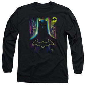 AN OFFCIALLY LICENSED BATMAN KNIGHT LIGHTS MEN'S LONG SLEEVE T-SHIRT BLACK