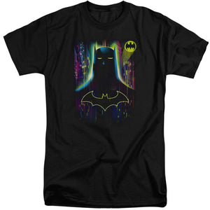 AN OFFCIALLY LICENSED BATMAN KNIGHT LIGHTS MEN'S TALL FIT T-SHIRT BLACK