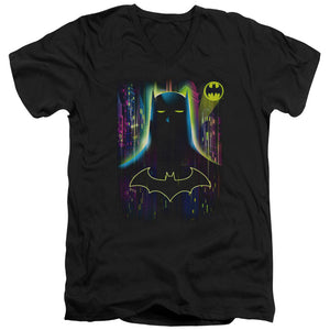 AN OFFCIALLY LICENSED BATMAN KNIGHT LIGHTS MEN'S V-NECK T-SHIRT BLACK