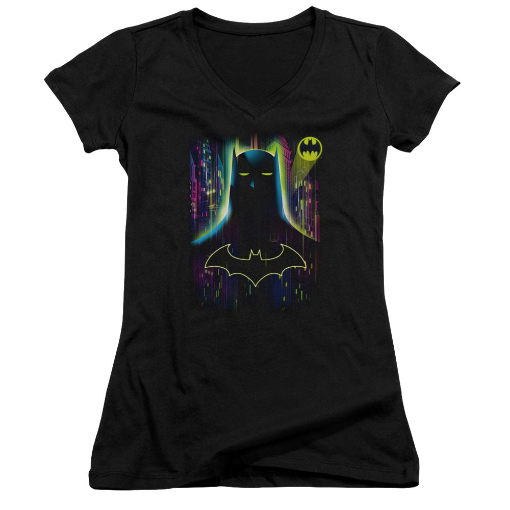 Batman Knight Lights Licensed Women's T-Shirt Juniors V-Neck SM