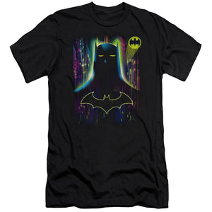 AN OFFCIALLY LICENSED BATMAN KNIGHT LIGHTS MEN'S PREMIUM SLIM FIT T-SHIRT BLACK