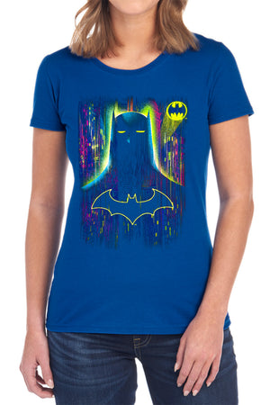 AN OFFCIALLY LICENSED BATMAN KNIGHT LIGHTS WOMEN'S REGULAR FIT T-SHIRT BLACK
