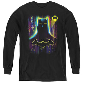 AN OFFCIALLY LICENSED BATMAN KNIGHT LIGHTS YOUTH LONG SLEEVE T-SHIRT BLACK
