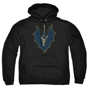 AN OFFCIALLY LICENSED BATMAN BAT FILL ADULT UNISEX PULLOVER HOODIE BLACK