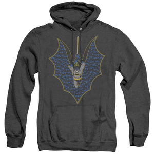 AN OFFCIALLY LICENSED BATMAN BAT FILL ADULT UNISEX HEATHER PULLOVER HOODIE BLACK