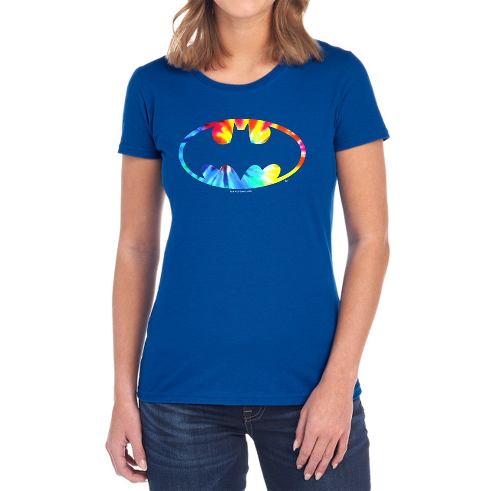 Batman Tie Dye Batman Logo Licensed Women's T-Shirt Regular Fit SM-2X
