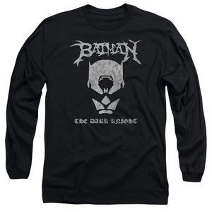 AN OFFCIALLY LICENSED BATMAN BLACK METAL BATMAN MEN'S LONG SLEEVE T-SHIRT BLACK