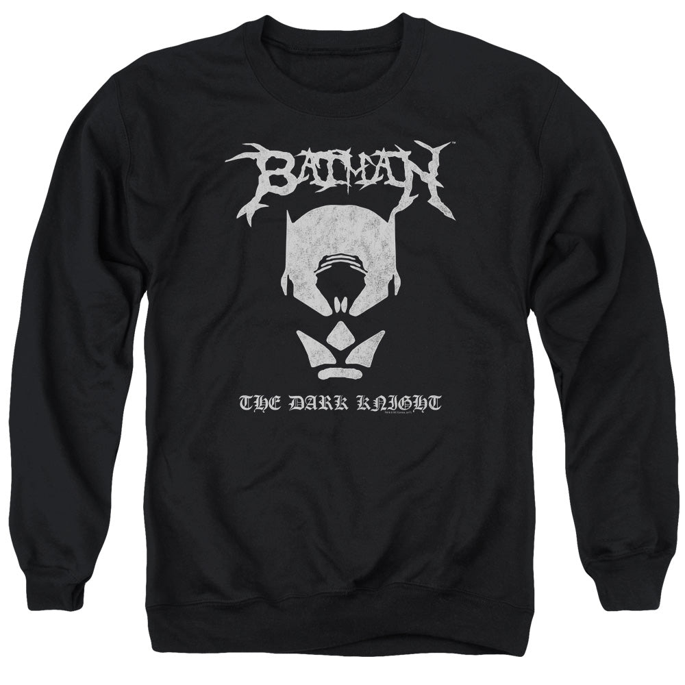 AN OFFCIALLY LICENSED BATMAN BLACK METAL BATMAN ADULT UNISEX CREWNECK SWEATSHIRT BLACK