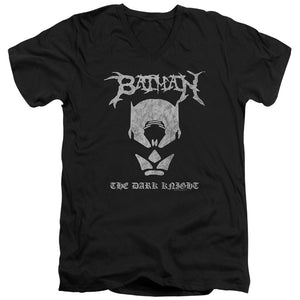 AN OFFCIALLY LICENSED BATMAN BLACK METAL BATMAN MEN'S V-NECK T-SHIRT BLACK
