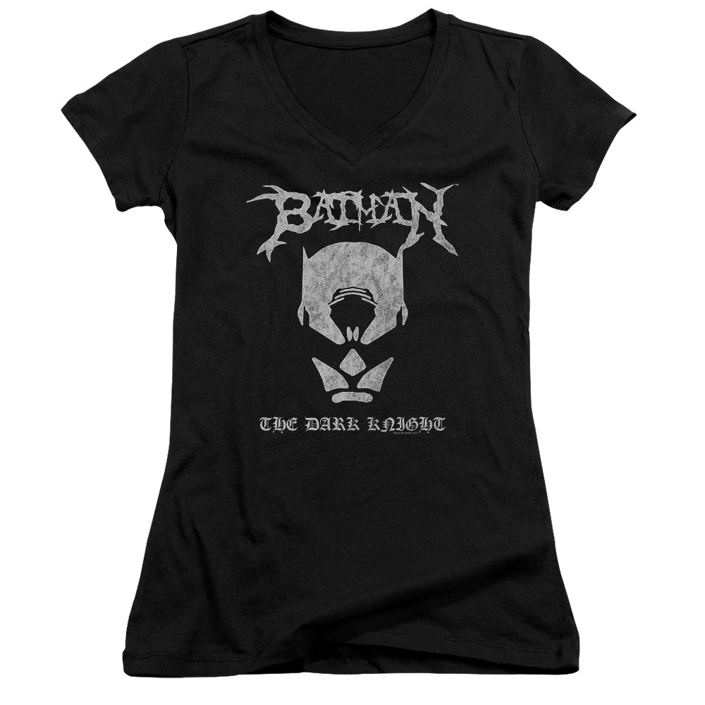 Batman Black Metal Batman Licensed Women's T-Shirt Juniors V-Neck SM