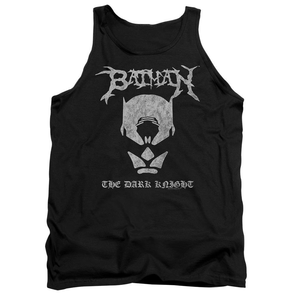 AN OFFCIALLY LICENSED BATMAN BLACK METAL BATMAN ADULT UNISEX TANK TOP BLACK